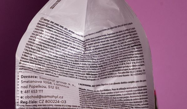 Farmina N&D Quinoa Digestion Lamb – štítek se složením